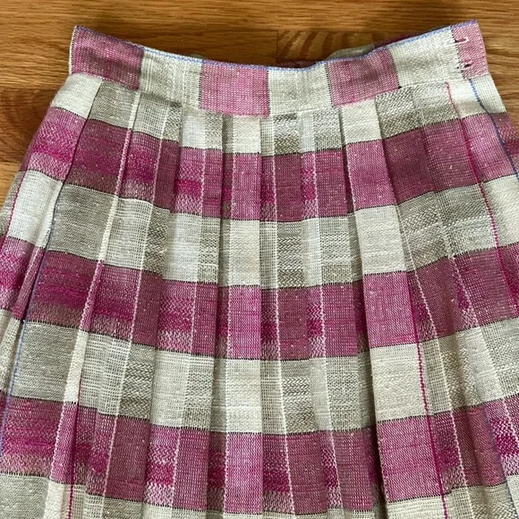 C’est Petite EUC Vintage Pleated Flax Blend Skirt - Picture 5 of 9